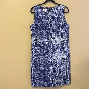 White black and blue sheath dress size 16